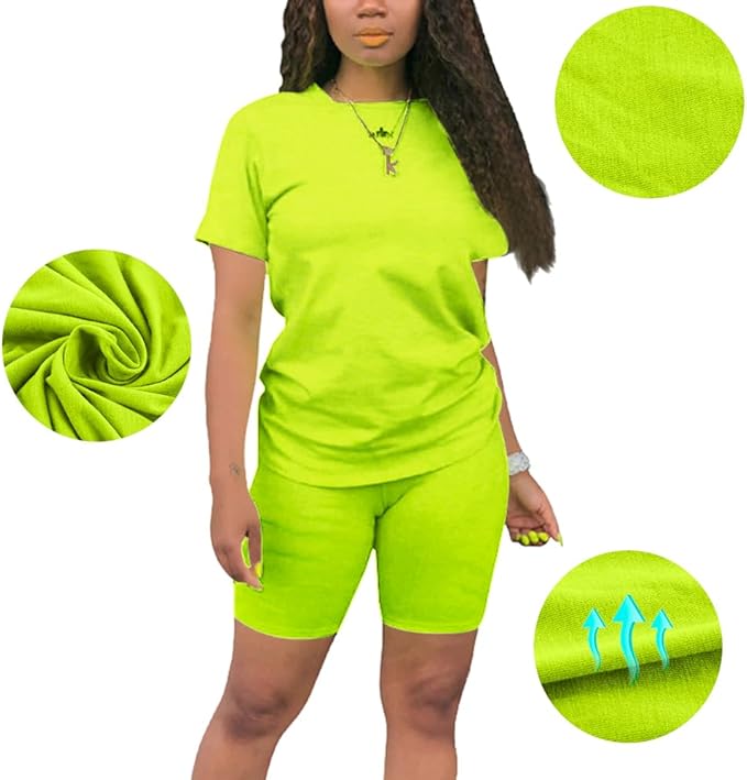 KINIKO Women's 2 Piece Casual Fashion Sports Solid Color Suit short Sleeve top and Pants Set Sweatshirt