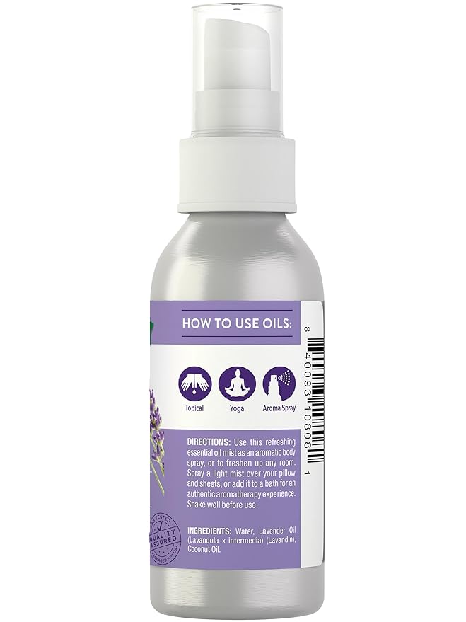 Nature's Truth Lavender Essential Oil Spray | 2.4 fl oz | Room Aroma Mist, Topical Use, & Yoga