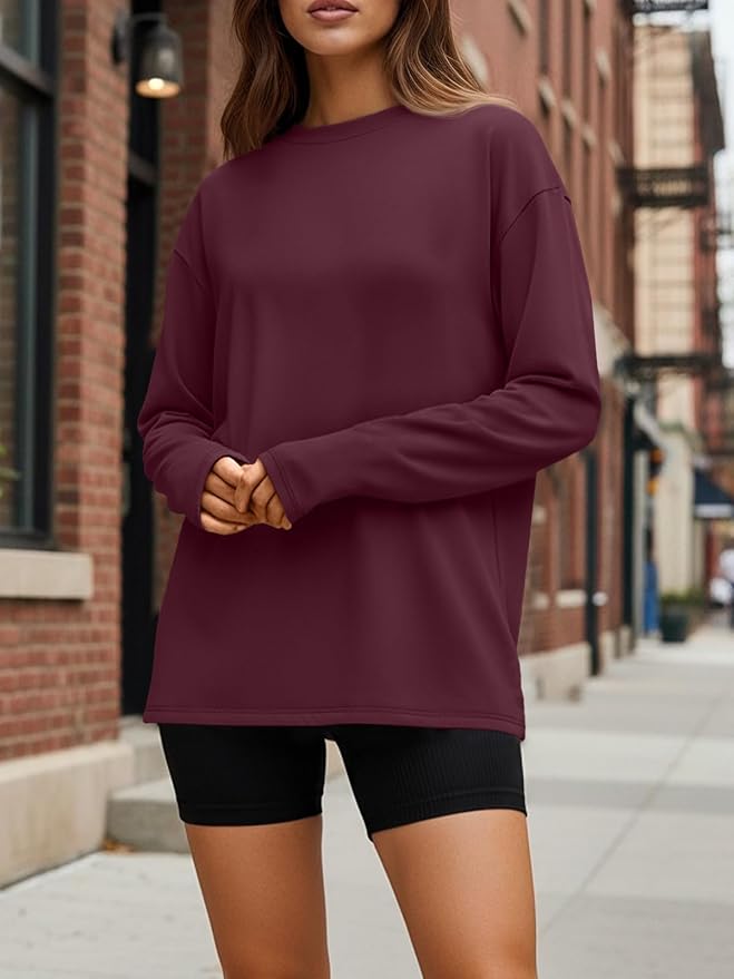 Trendy Queen Womens Spring Tops Oversized Long Sleeve T Shirts 2026 Basic Tee Fall Casual Workout Y2K Clothes