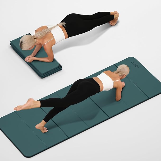 Foldable Yoga Mat Extra Thick 0.32 Inches-SGS Certified POE Material Exercise Mat, Non-Slip Design Fitness Mats, Multi-Purpose Workout Mats For Studio or Home Use