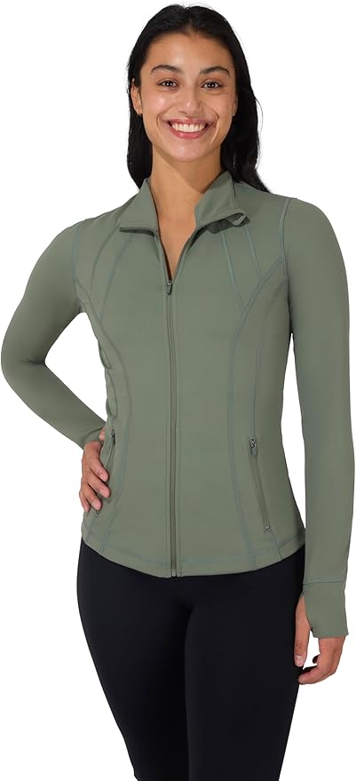 90 Degree By Reflex Full Zip Running Track Jacket Lightweight Athletic Slim Fit Jacket with Thumbholes