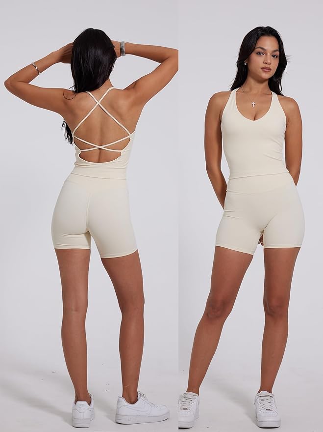 Danysu Sculpt Workout Tank Tops Women Backless Longline Sports Bras Strappy Padded Yoga Top