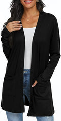 Womens Casual Lightweight with Pocketes Long Sleeve Open Front Cardigan