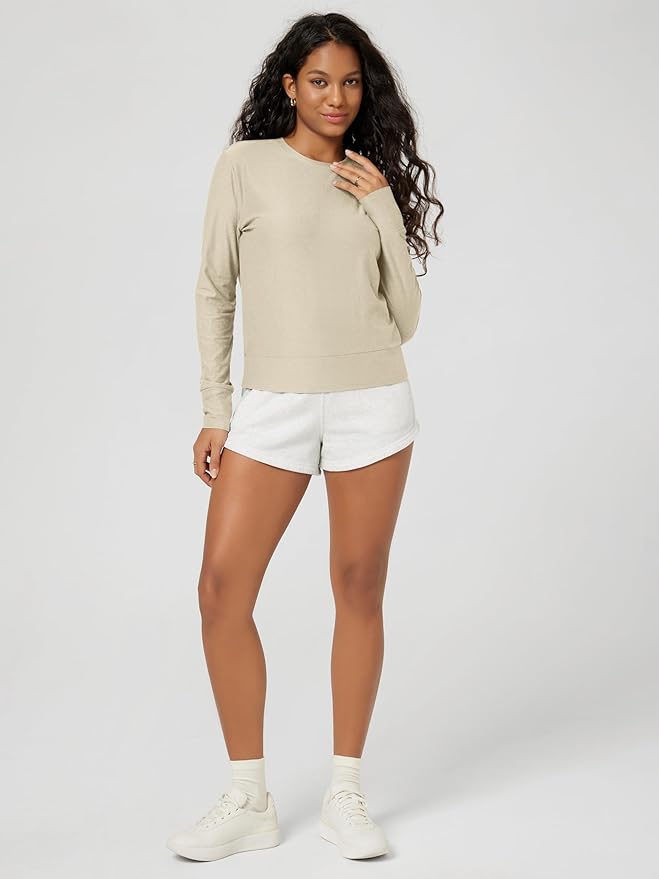 ODODOS Women's Long Sleeve Crewneck Tee - Ultra-Soft odSTRATUM Tech Performance T-Shirts UPF 50+ Daily Pullover Tops
