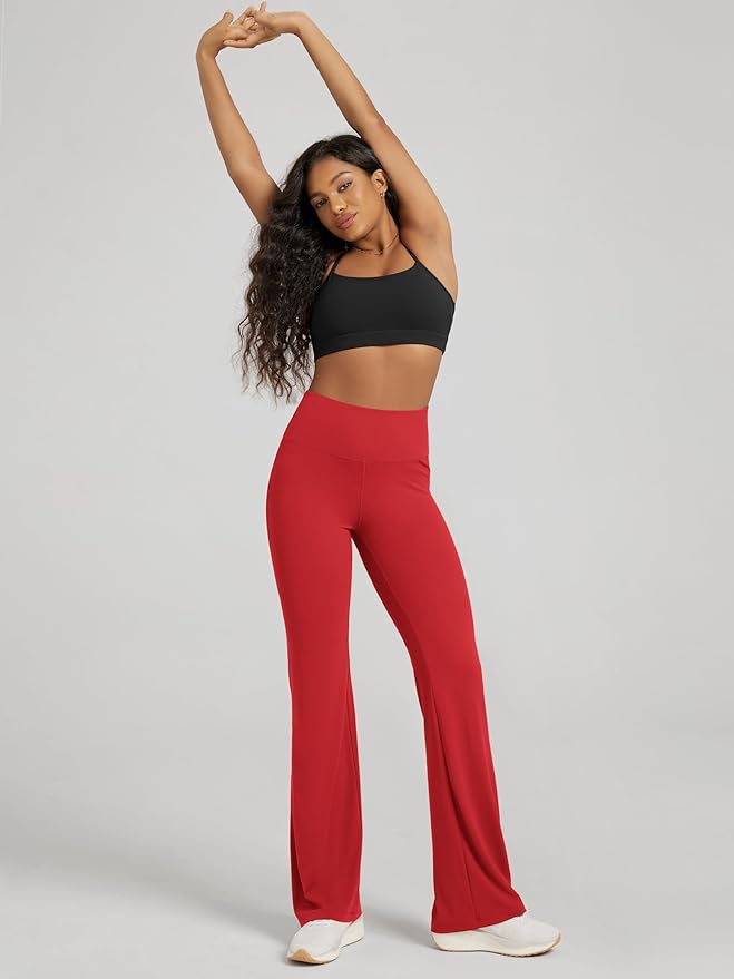 ODODOS Women's Powerful Tummy Control Flared Yoga Pants 2.0 High Waist Workout Bootcut Leggings with Inner Pocket- 29" / 31"