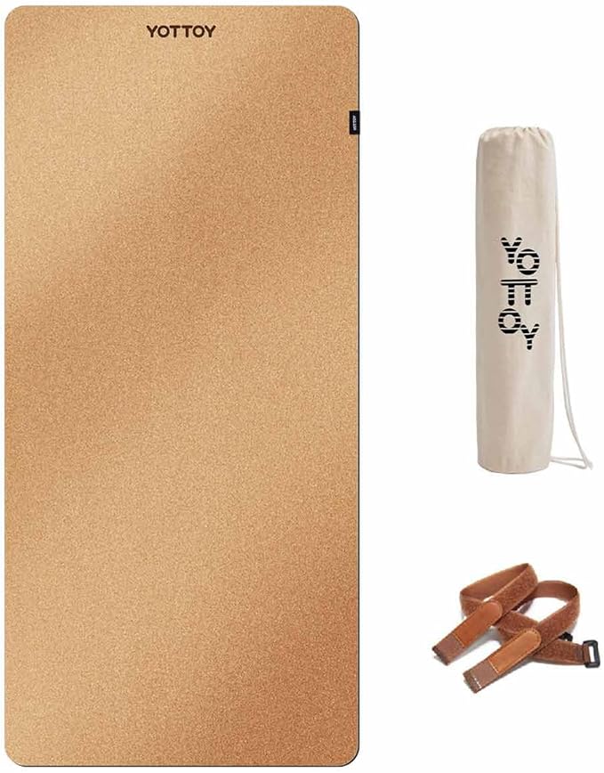 YOTTOY Yoga Mat,Non-Slip Hot Yoga Mat with Anti-Tear Design and Friendly Natural Rubber Mat with Strap and Bag