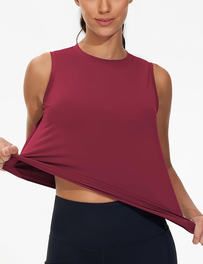 Dragon Fit Womens Ice Silk Workout Tank Tops Sleeveless Cropped Yoga Shirt for Running Gym Summer