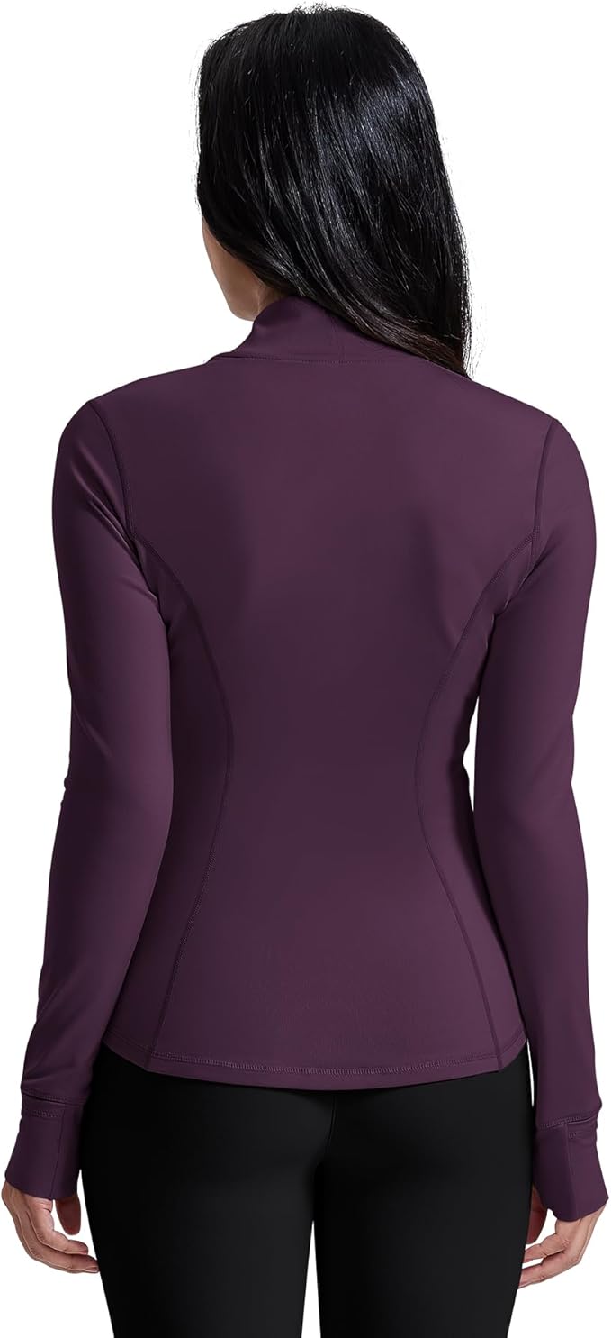 AVGO Womens Running Jackets Lightweight Slim Fit Workout Jacket Zip Up Athletic Track Gym Tops with Pockets & Thumb holes