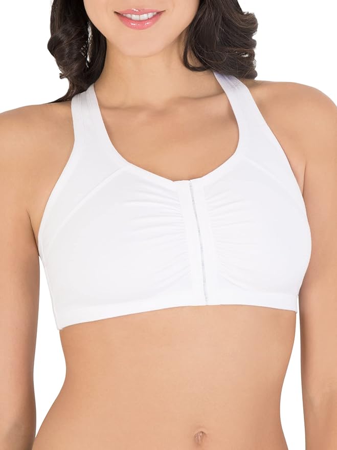 Fruit of the Loom Women's 96014PK Comfort Cotton Blend Front Close Sports Bra 2 Pack