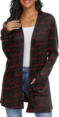 Womens Casual Lightweight with Pocketes Long Sleeve Open Front Cardigan