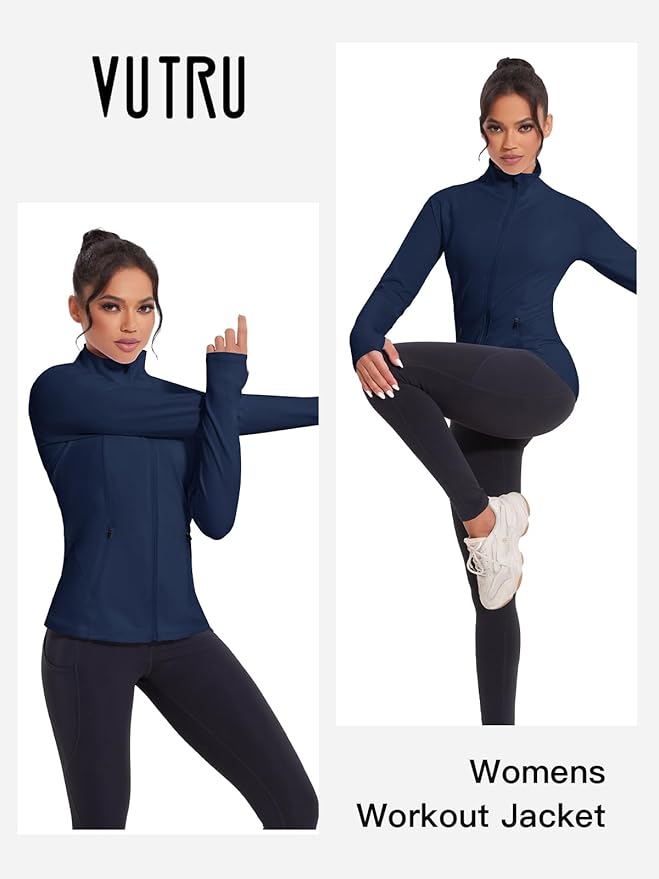 VUTRU Women's Workout Jackets Full Zip Athletic Tops Lightweight Gym Yoga Running Jacket with Pockets