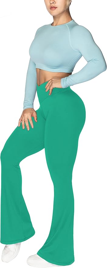Sunzel Flare Leggings, Crossover Yoga Pants with Tummy Control, High-Waisted and Wide Leg