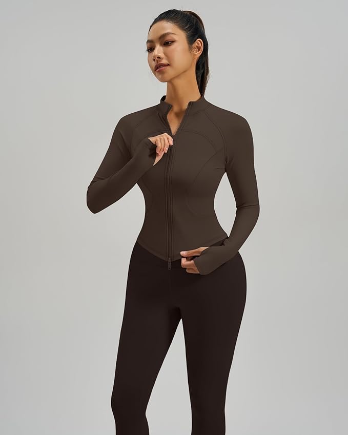Gacaky Womens Cropped Workout Running Jackets Lightweight Slim Fit Athletic Yoga Jacket Full Zip Tops with Pocket