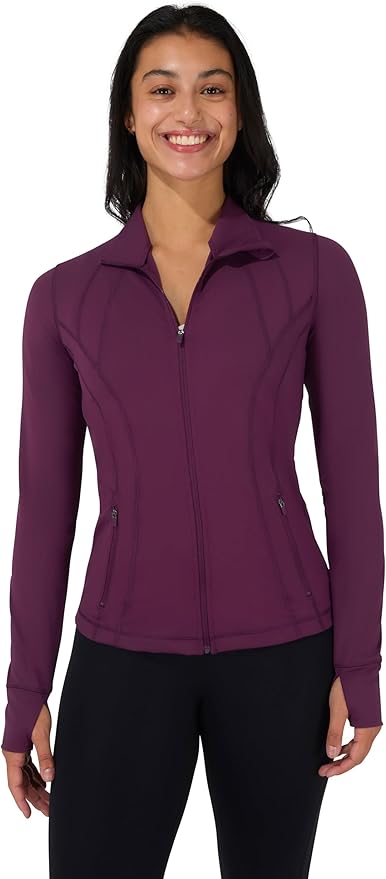 90 Degree By Reflex Full Zip Running Track Jacket Lightweight Athletic Slim Fit Jacket with Thumbholes