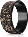 YOGA DESIGN LAB | THE YOGA WHEEL | Eco Printed, Extra Strength, Padded, Dharma Exercise Wheel | Designed in Bali | Enhance Your Postures and Stretch Deeper (Mandala Black,)