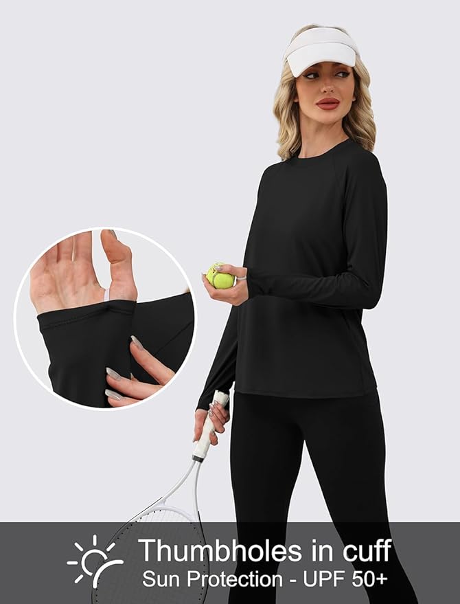 WIHOLL Workout Tops for Women Long Sleeve Sun Shirt UPF 50+ UV Protection Running Hiking Clothes Quick Dry Athletic Tops