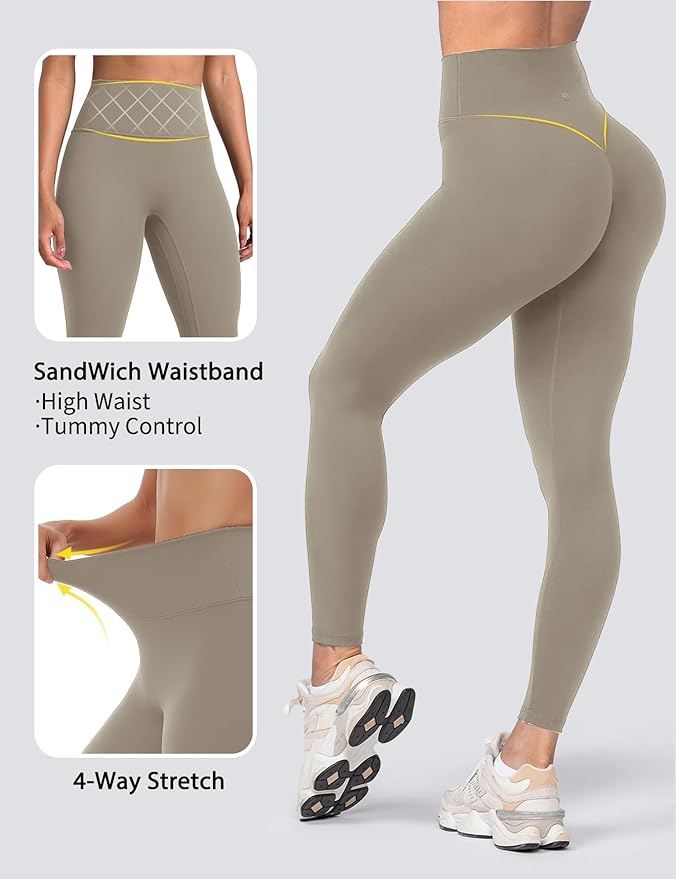 Sogetdo Yoga Leggings for Women Hidden Scrunch Butt Non See Through High Waisted No Front Seam Athletic Gym Workout Pants