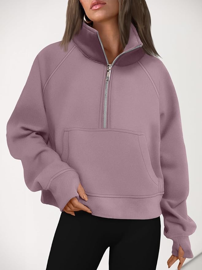 AUTOMET Womens Sweatshirts Half Zip Cropped Pullover Fleece Quarter Zipper Hoodies 2026 Fall Fashion Outfits Clothes