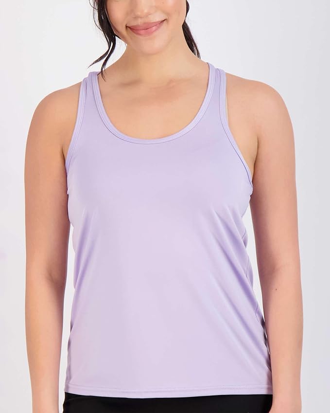 Real Essentials 5 Pack: Women's Racerback Tank Top Dry-Fit Athletic Performance Yoga Activewear (Available in Plus Size)