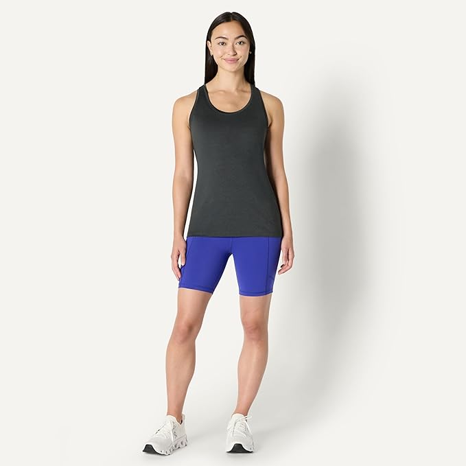 Amazon Essentials Women's Active Quick Dry Tech Stretch Racerback Scoop Neck Tank Top, Multipacks