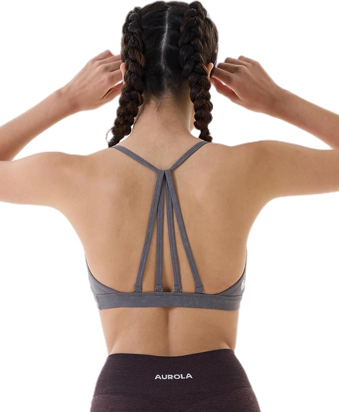 AUROLA Mercury Workout Sports Bras Women Athletic Removable Padded Backless Strapy Minimal Crop Top