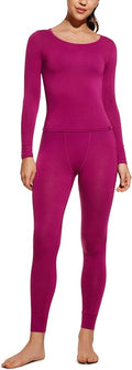 CRZ YOGA Soft Thermal Underwear Sets for Women Lightweight Long Johns Base Layer Pajamas Warm Top Bottom