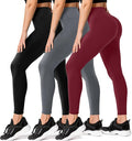 FULLSOFT 3 Pack Leggings for Women High Waisted Soft Black Yoga Pants for Workout Athletic Running Reg & Plus Size