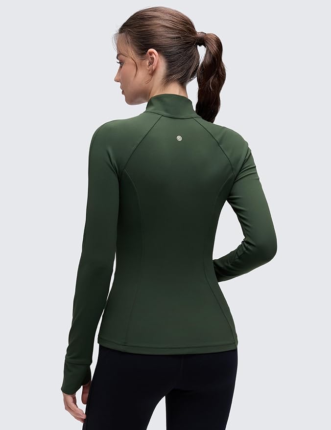 CRZ YOGA Butterluxe Hip Length Jackets for Women - Full Zip Athletic Track Tops with Thumb Holes Pockets