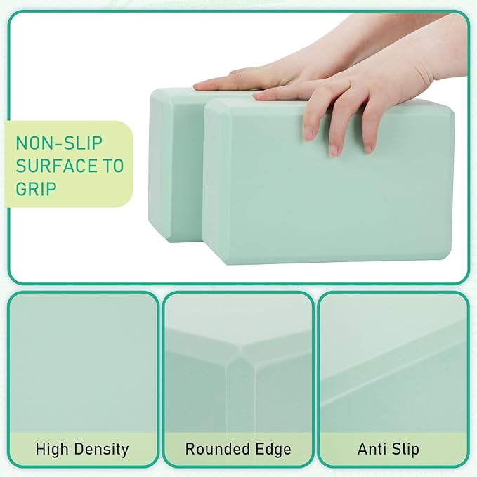 Wettarn 6 Pack Yoga Blocks 9 x 6 x 4 Inch Eva Foam Lightweight Non Slip Yoga Props for Yoga Pilates Stretching Meditation