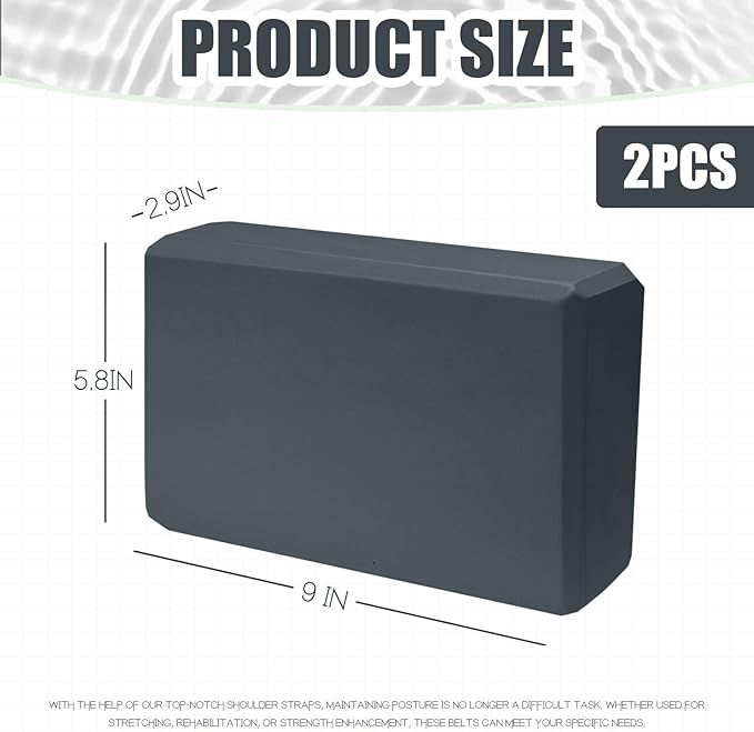 2 Pcs Yoga Blocks, 9"x6"x3" Foam Blocks Yoga Props for Pilates Stretching and Meditation Exercise Blocks Lightweight Yoga Essentials