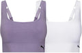PUMA Sports Bra for Women Lightweight, Seamless Bras with Stretch Fit, 2-Pack