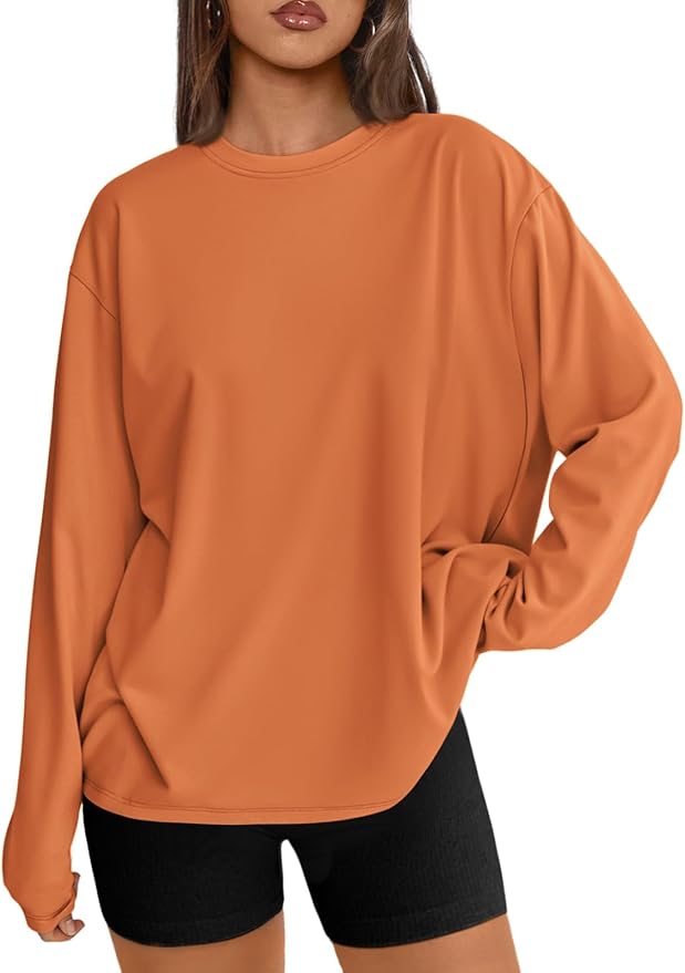 Trendy Queen Womens Spring Tops Oversized Long Sleeve T Shirts 2026 Basic Tee Fall Casual Workout Y2K Clothes