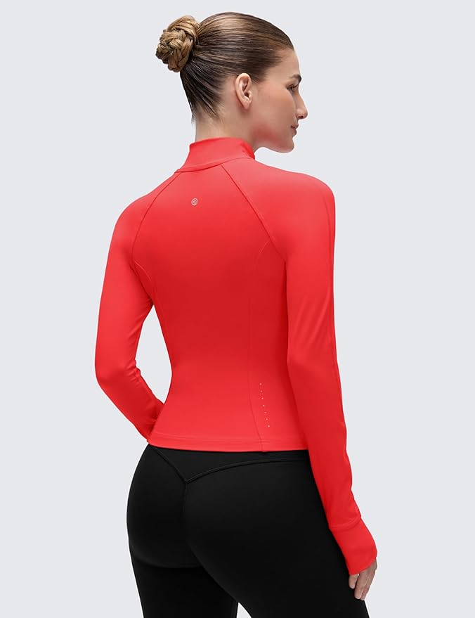 CRZ YOGA Butterluxe Waist Length Jackets for Women - Full Zip Athletic Track Tops with Thumb Holes Pockets