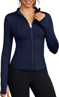 Bosmeer Workout Jackets for Women Lightweight Zip Up Slim Fit Yoga Sportwear Stretchy Crooped Running Jacket with Thumb Holes