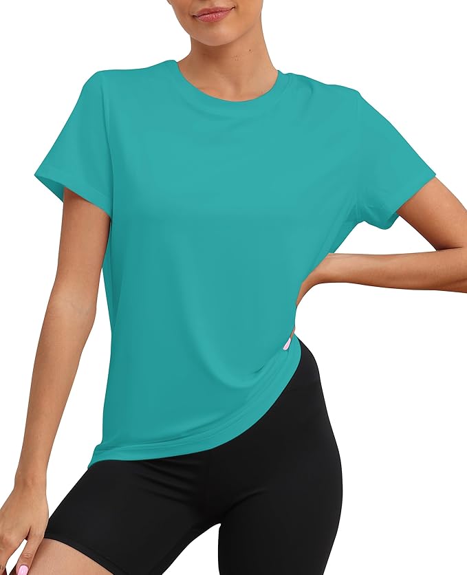 KevaMolly Workout Tops for Women UPF50+ Breathable Loose Fit Yoga T Shirts Short Sleeve Running Gym Athletic Tee Top