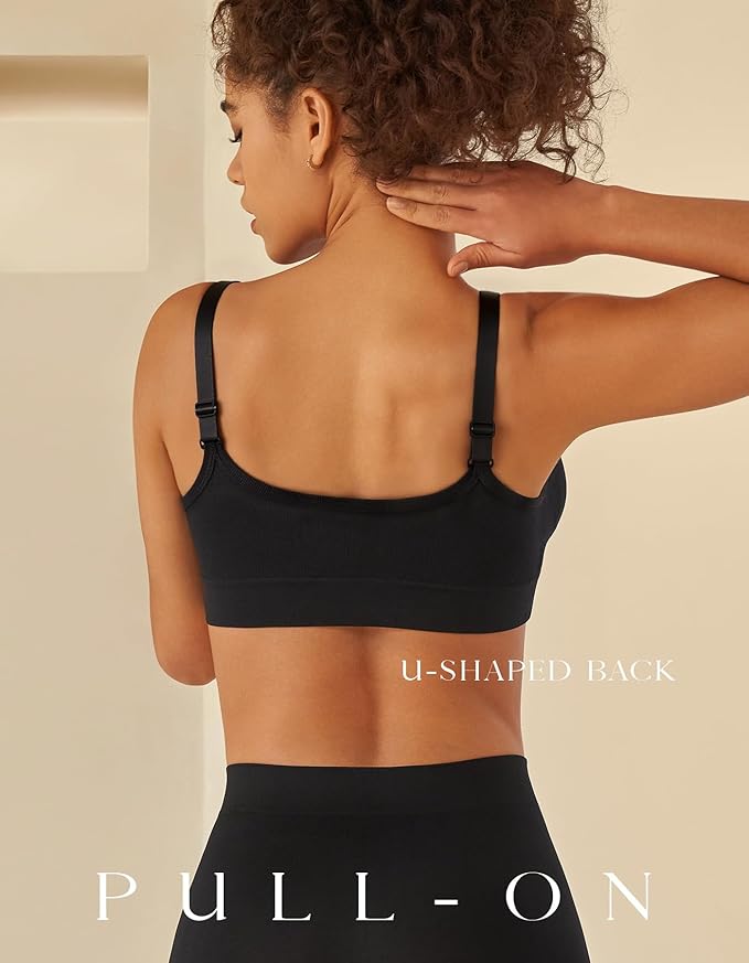 Womens Sports Bras, Yoga Comfort Seamless Stretchy Sports Bra for Women 3 Pack