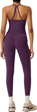 RXRXCOCO Cross Back Workout Sets for Women 2 Piece Padded Tank Tops Hidden Scrunch Leggings Gym Outfits with Pockets