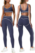 Nirovien Womens 2 Piece Workout Sets Athletic Yoga Sets Pilates Gym Outfits Butt Lifting Leggings and Sports Bra