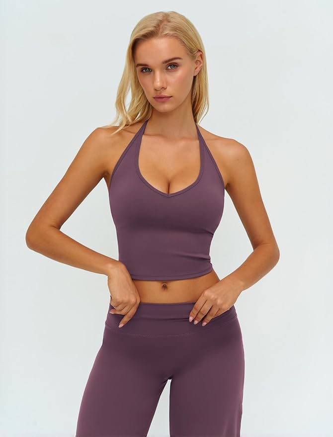 ABOCIW Womens Workout Sets 2 Piece Spaghetti Straps Crop Top Straight Leg Yoga Pants Yoga Pilates Outfits