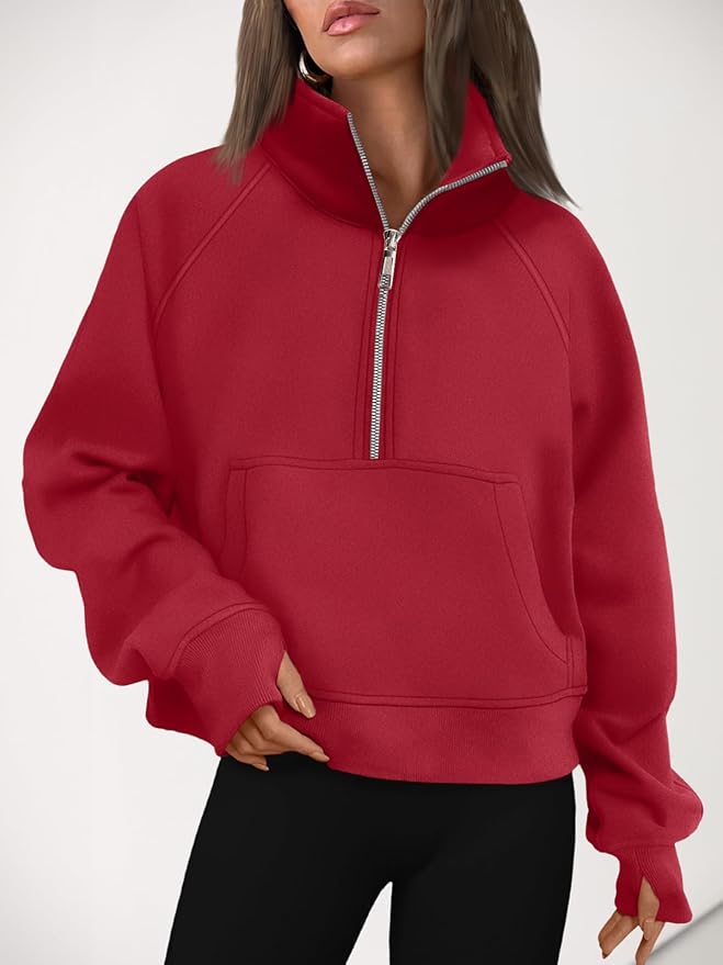AUTOMET Womens Sweatshirts Half Zip Cropped Pullover Fleece Quarter Zipper Hoodies 2026 Fall Fashion Outfits Clothes