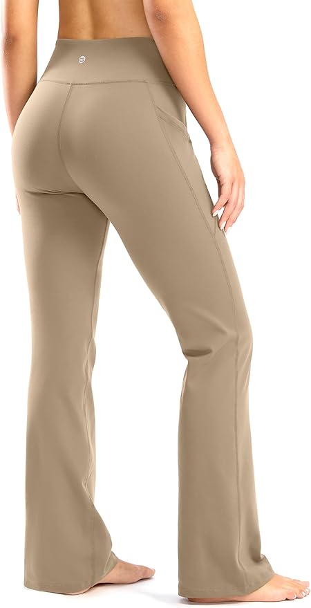 28"/30"/32"/34" Inseam Women's Bootcut Yoga Pants Long Bootleg High-Waisted Flare Pants with Pockets