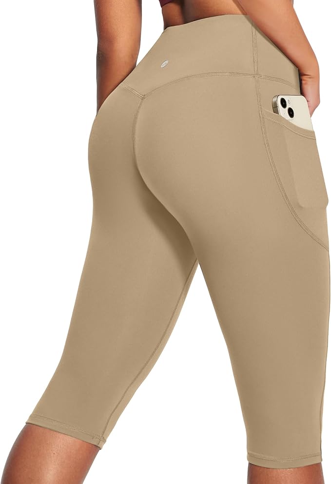Heathyoga Capri Leggings with Pockets for Women Tummy Control Knee Length Leggings Yoga Pants Women Capri Pants Workout