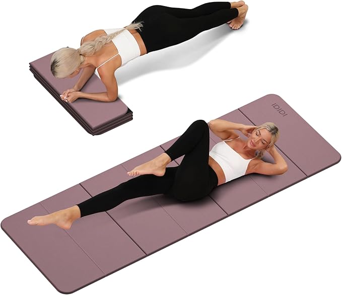 Foldable Yoga Mat Extra Thick 0.32 Inches-SGS Certified POE Material Exercise Mat, Non-Slip Design Fitness Mats, Multi-Purpose Workout Mats For Studio or Home Use