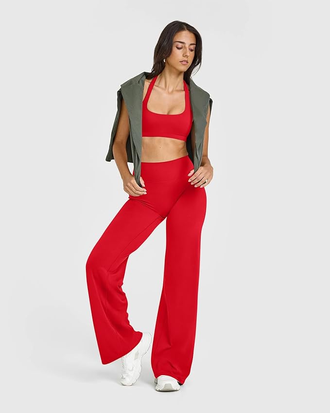 OQQ Yoga Pants Women High Waist Stretch Casual Soft Straight Leg Bottoms