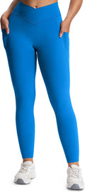 Aoxjox Women's Trinity High Waisted Yoga Pants with Pockets Cross-Waist Tummy Control Buttery Soft Workout Leggings 26"