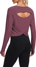Bestisun Long Sleeve Workout Running Shirts Athletic Yoga Gym Crop Tops for Women