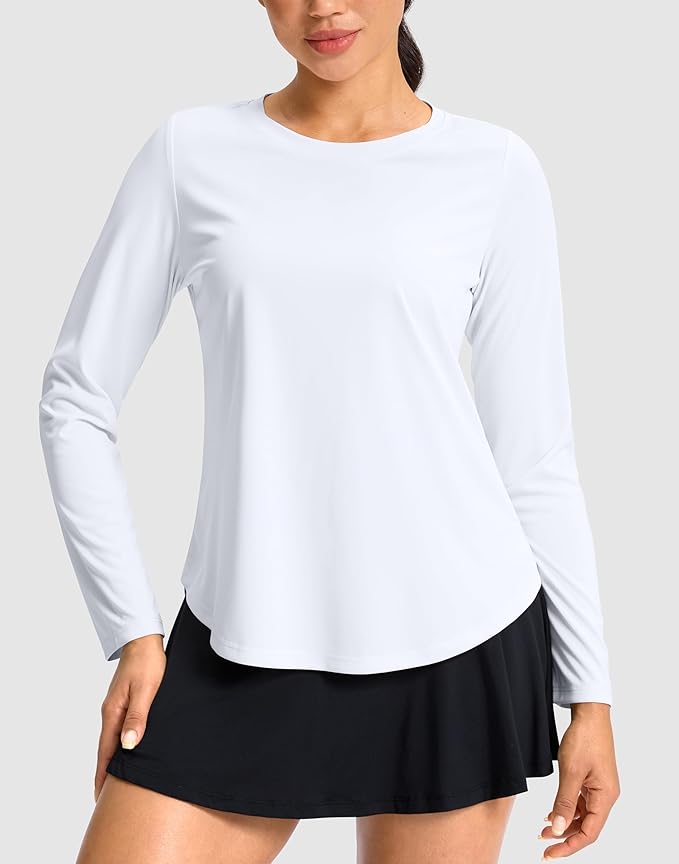 SANTINY Lightweight Long Sleeve Workout Tops for Women Breathable Gym Yoga Athletic Running Hiking Top UPF 50+ Sun Shirts