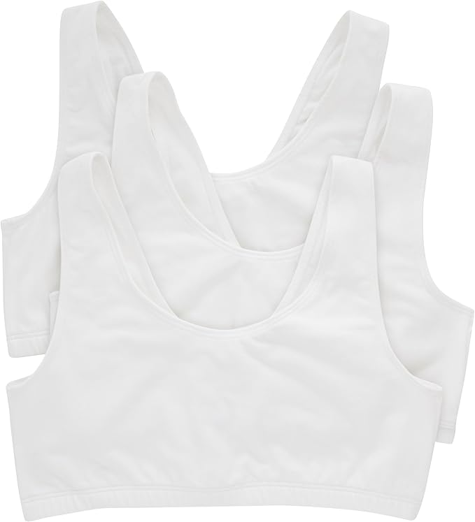 Hanes Women's Pack, Cotton Scoopneck Bralette, Low-Impact Sports Bra, 3-Pack