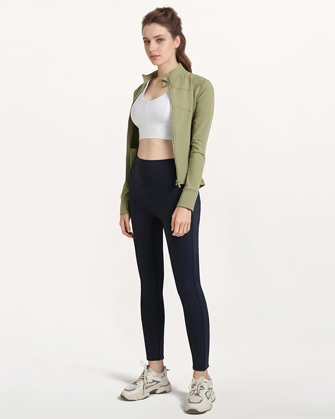 Gacaky Women's Slim Fit Workout Running Track Jackets Full Zip-up Yoga Athletic Jacket with Thumb Holes
