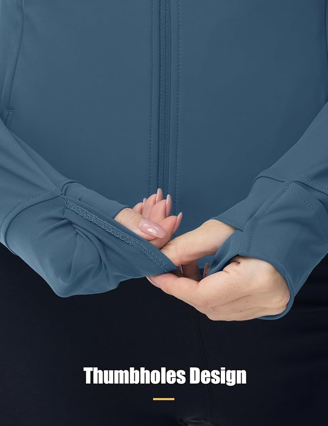 Gopune Women's Workout Athletic Jacket Lightweight Zip Up Yoga Slim Fit Tops with Pockets